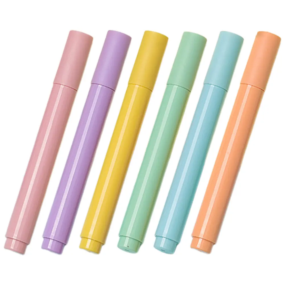 6 Pcs Milk Tea Highlighter Pens Soft Colors Large Capacity Eye Protection Markers Student Bookmarks Study Aids Note Taking Tools