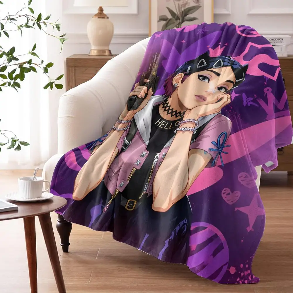 Game V-Valorant Clove Throw 240G Lightweight Throw Blanket Soft Cozy Fleece Blanket for Sofa Bed Home Decor