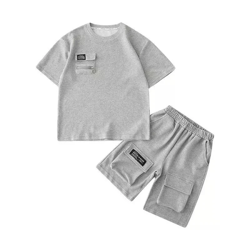 New Boys Sport Clothing Sets Summer Big Kids Loose Clothes Suit Short Sleeve Tops+Shorts 2Pcs Children Fashion Handsome Outfits