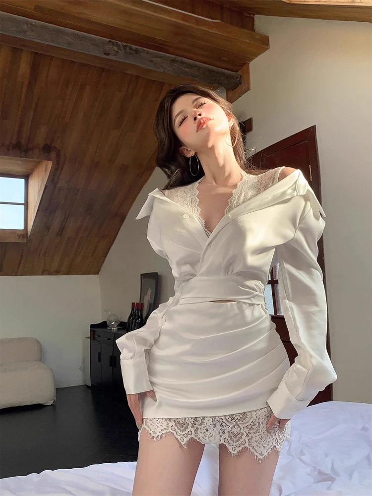 

Pure Desire Сексуальная кружевная атласная юбка Dr Женская осенняя дизайнерская уникальная юбка Personali Lady Splice ort с высокой талией, шелковая длинная...