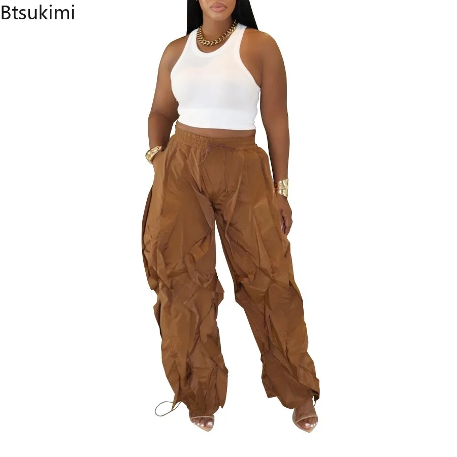 

Women's Doyerl High Street Wave Ruffles Lantern Pants Bottoms Drawstring Waist Loose Harajuku Fashion Ladies Trousers Joggers