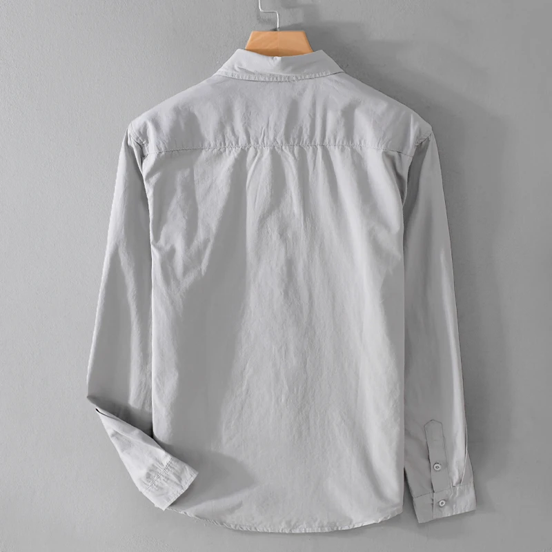

Men's New Casual Pure Cotton Long Sleeve Shirts Loose Fit Solid Basic Tops Shirt For Men 6 Colors M-3XL Youth Stylish Streetwear