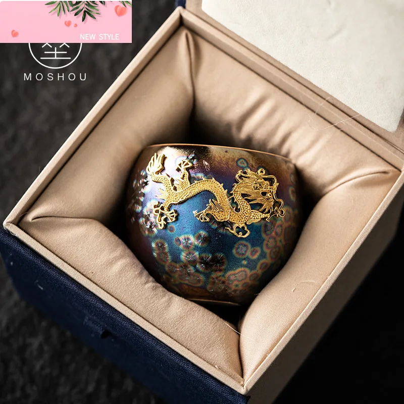 

Чайная чашка, одна чашка, смена печи, Jianzhan, капля масла Tianmu, красочная золотая маленькая чайная чашка, чайный сервиз, керамическая домашняя мастер-чашка, чайная чаша