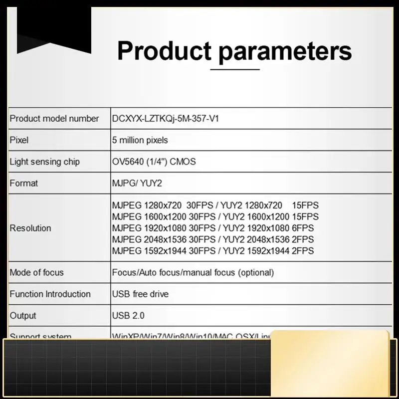 

OV5640 5-миллионный модуль видеокамеры для ноутбука, модуль без USB-накопителя для электронных компонентов «сделай сам», фиксированный фокус-N33R