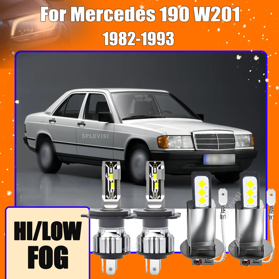 

Warranty H4/9003 H3/453 12V LED Headlight Fog light For Mercedes 190 W201 1982 1983 1984 1985 1986 1987 1989 1990 1991 1992 1993