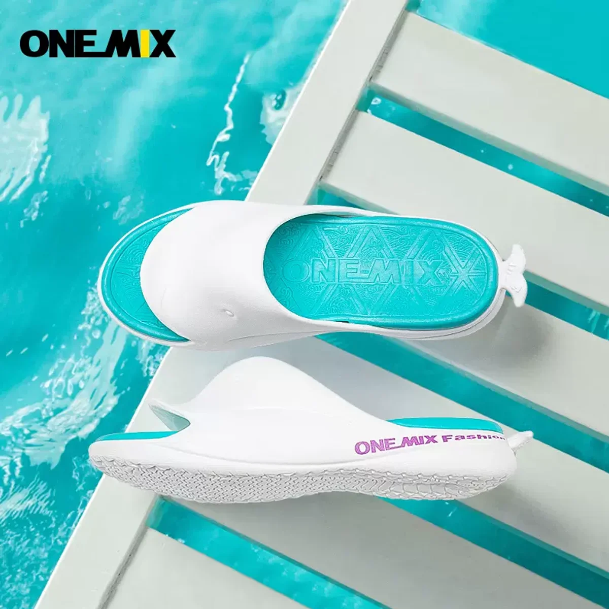 ONEMIX Summer Slippers Flip Flops for Women Beach Shoe Men Slippers Black White Non-slip Bathroom Slides Indoor Lover Slippers