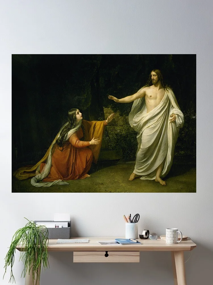 Alexander Ivanov - Christ's Appearance to Mary Magdalene after the Resurrection, Art Print Canvas Poster, Home Wall Picture