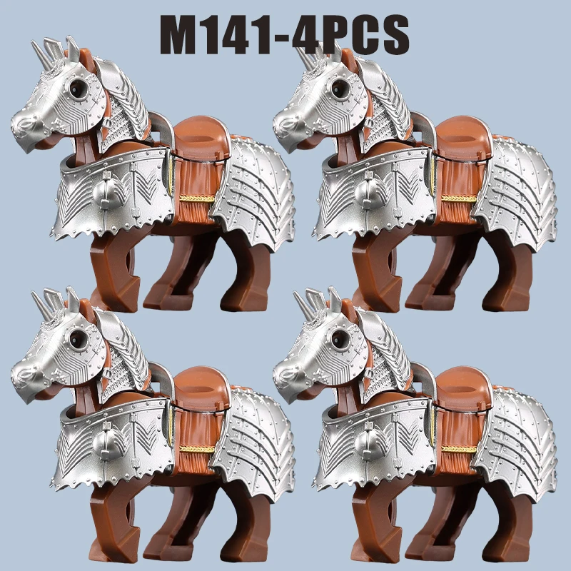 Mittelalterliche Burg Militär Warhorse Serie Bausteine Soldat Figuren Montieren Sattel Ritter Zubehör Wildschwein Ziegel Spielzeug