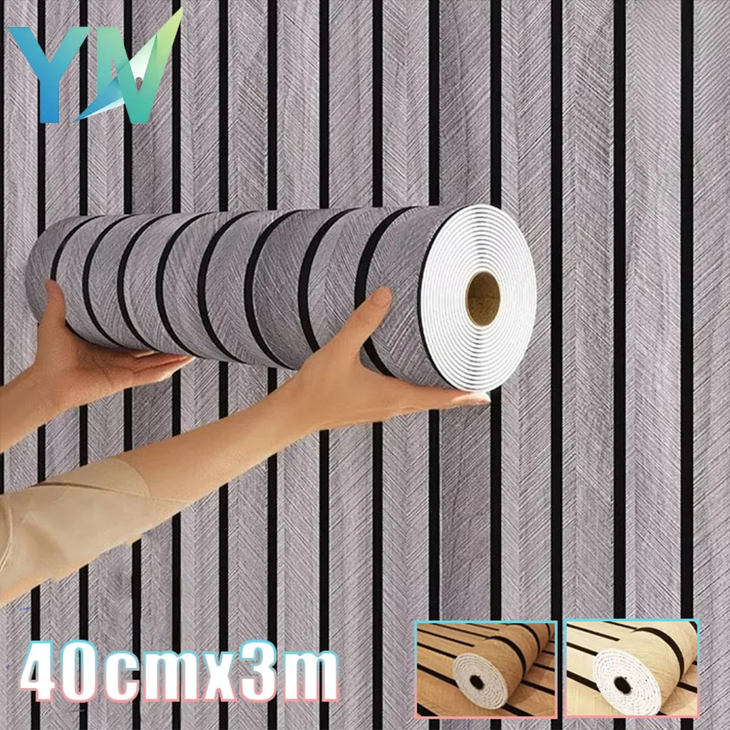 

40cmX3M Woodgrain Grille Wallpaper Self Adhesive Chinese Minimalist for Living Room Dining Room Hotel Feature Wall Covering