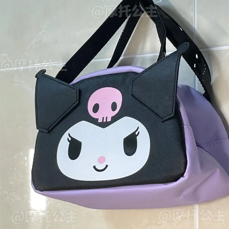 Kuromi Anime Kawaii Sanrio الأطفال سعة كبيرة حقيبة التخزين المحمولة لطيف الكرتون مقاوم للماء حقيبة يد هدايا للأطفال
