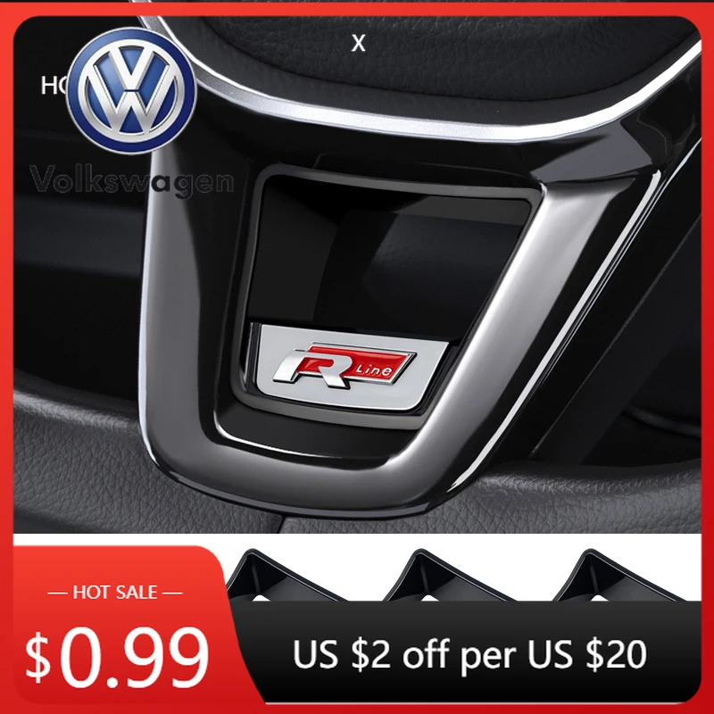 

Накладки на руль с логотипом R-Line для Volkswagen (2026), ABS-пластик, хромированные, аксессуары для Volkswagen GTI, Polo, Golf, Scirocco
