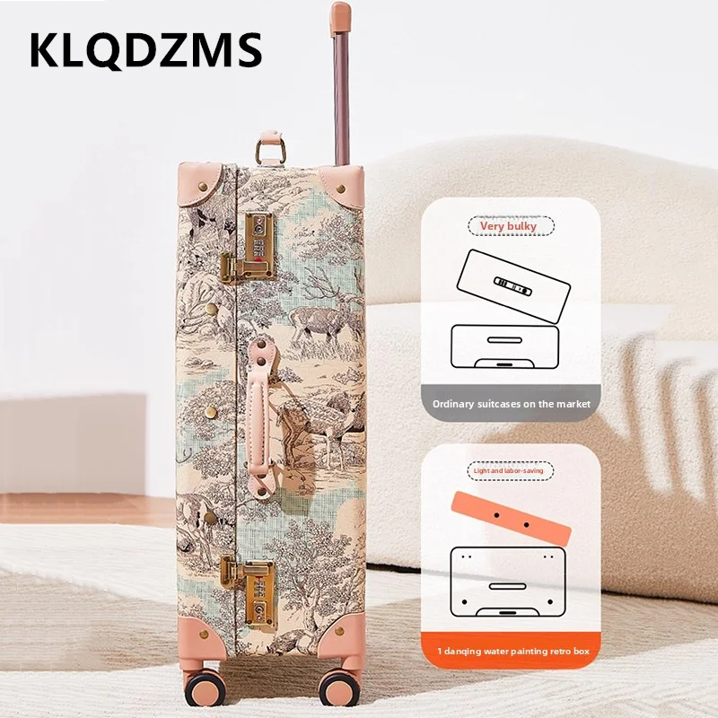 

KLQDZMS New 20"24"26"28 Inch Suitcase Large Capacity Trolley Case PU Leather Boarding Case Set Women's Carry-on Travel Luggage