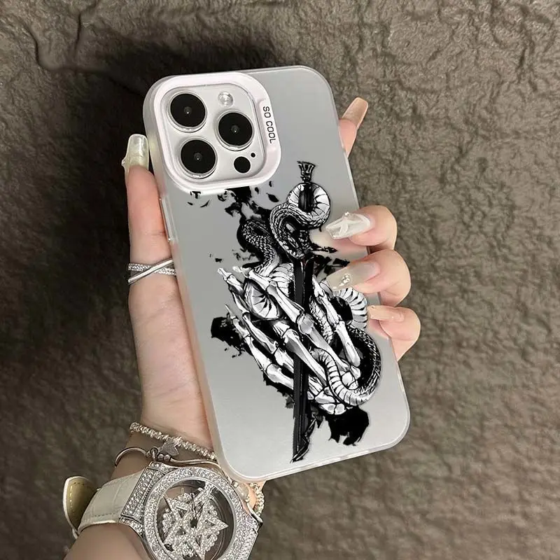 

Phone Case for iPhone 17 Pro Max 16 15 Pro 14 13 Plus 12 11 Anti-Drop Bumper Camera Protection for Male Female Skull Swore Cover