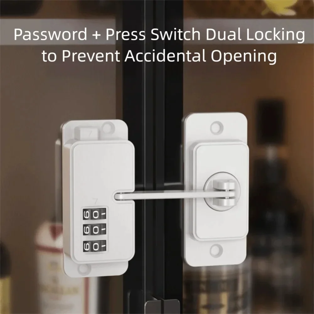 1pc Secure Lock No Drill Refrigerator Cabinet Drawer Sliding Door Lock For Child Safety For Doors Bedside Tables Easy To Install