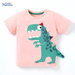 Little maven Summer Boys T-Shirt New Baby Boys Animal Dinosaur Appliques Cotton Children Tops Tees for Kids Clothes