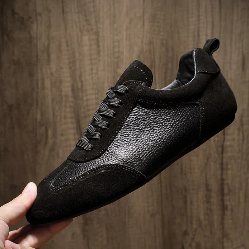 Luxury High-End Men's Leather Shoes Genuine Leather Trendy Comfortable Flats Sports Casual Loafers Sneakers Male Training Shoes