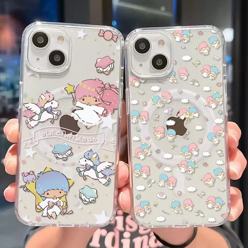 Cute Little Twin Stars Magsafe Magnetic Phone Case for Samsung Galaxy S25 S24 S23 S22 S21 S20 FE Plus Ultra 5G Soft Clear Cover