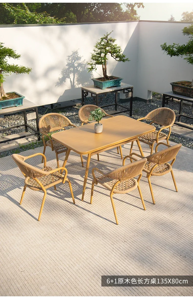 

Garden table and chair leisure villa outdoor waterproof and sunscreen outdoor terrace balcony courtyard rattan chair combination