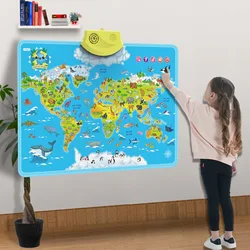 Electronic World Map Animal Wall Chart Talking  Music Poster Kids Montessori Toys for Toddlers Interactive Educational Toy Gift