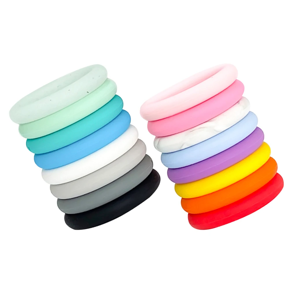 

16pcs Silicone Circle For Diy Keychain Multi-Function O Ring Colored Round Hoop Durable Bead Pendant Craft Accessory Small