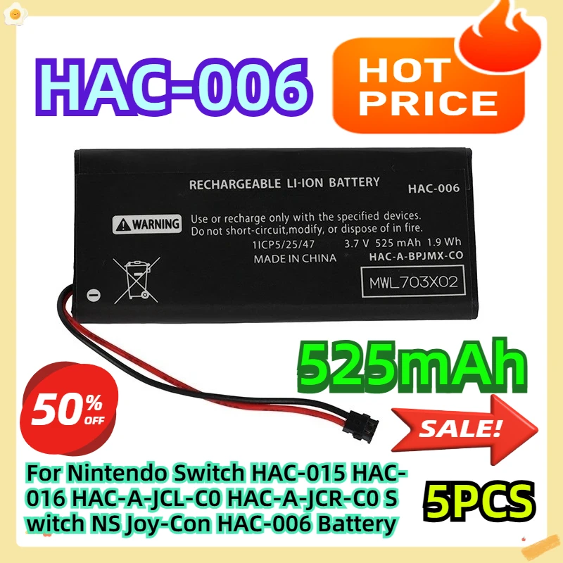HAC-006 For Nintendo Switch HAC-015 HAC-016 HAC-A-JCL-C0 HAC-A-JCR-C0 Switch NS Joy-Con HAC-006 Battery 525mAh