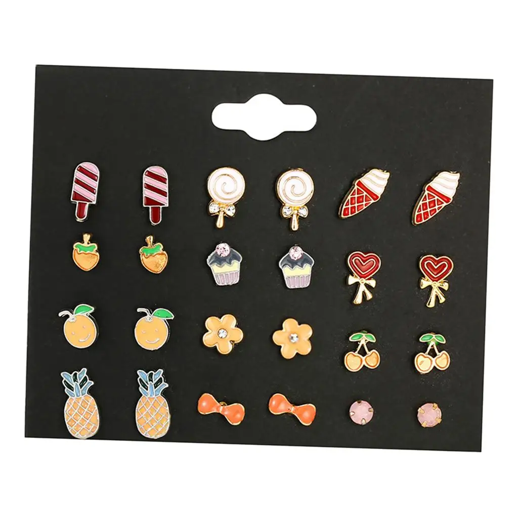 

12 Pairs Womens Lovely Assorted Alloy Ear Studs ings Jewelry Findings
