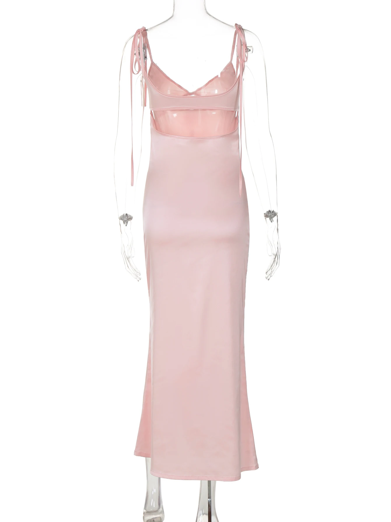 Backless Lace Up สปาเก็ตตี้ตัดออก Midi ชุดผู้หญิงคลับวันหยุดชุดราตรี Y2K เสื้อผ้า Drop Shipping