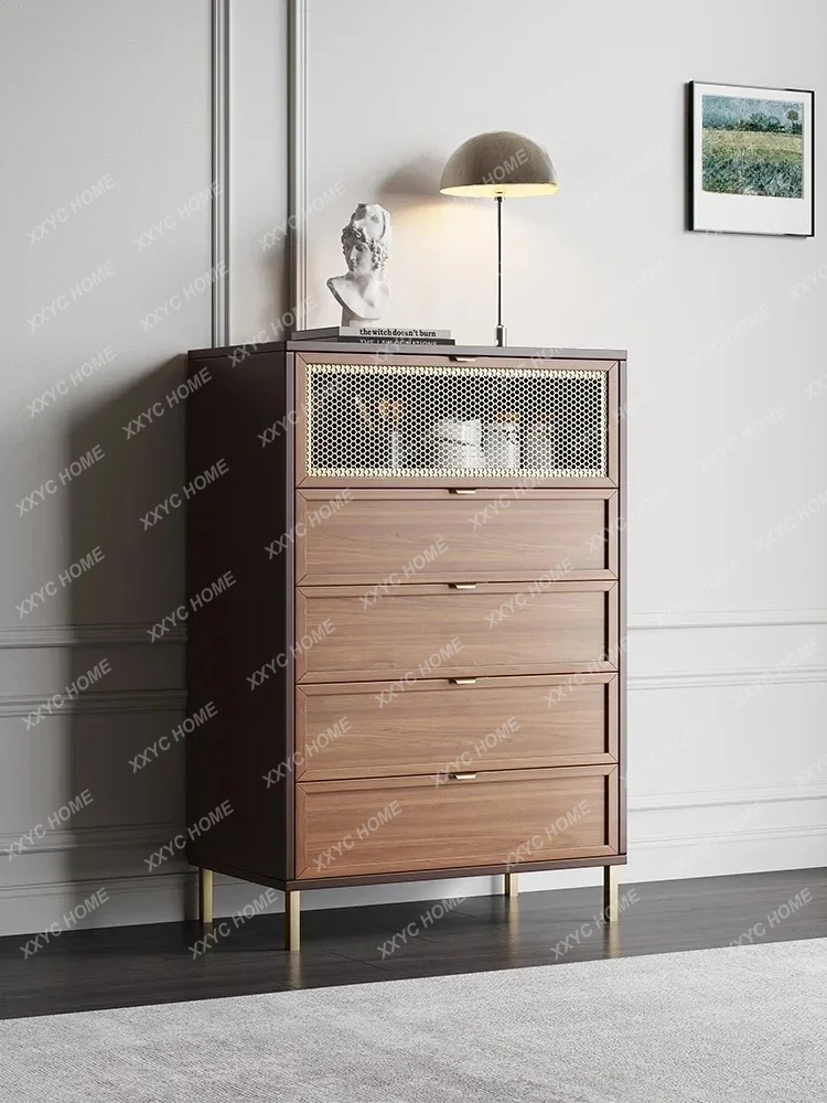 Y  Nordic Solid Wood Bedroom Storage Tailstock Vintage Cabinet Wall-Mounted Chest of Drawers Living Room Drawer Locker