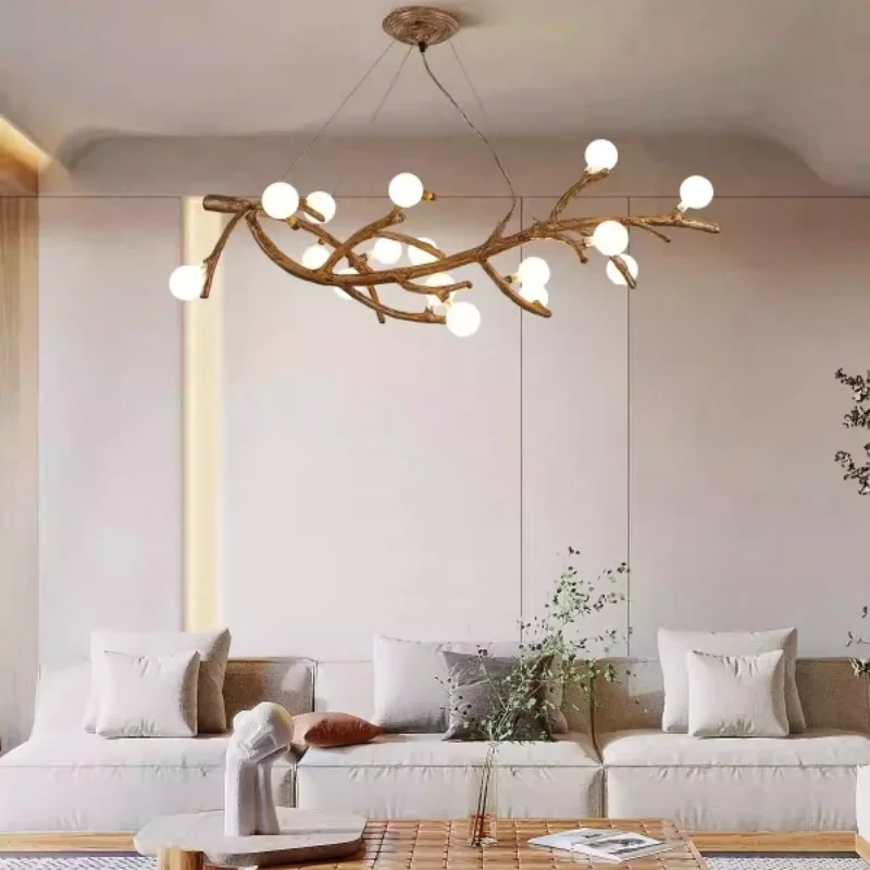 2026 Nordic Retro LOFT Tree Branch Art Decoration Pendant Lamp Living Room Study Bedroom Brown Antique LED Lighting