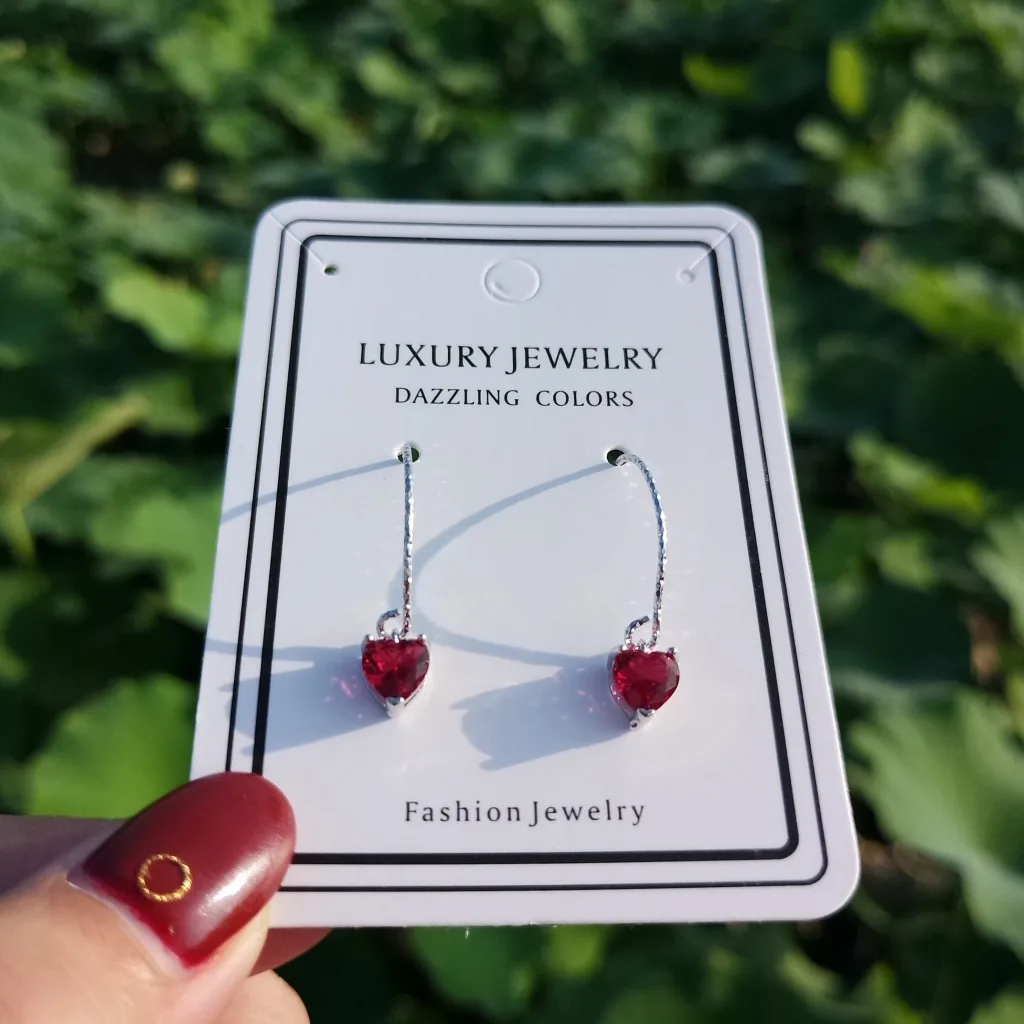 Brand Genuine Stamp 925 Sterling Silver Red Heart Drop Earrings For Women Authentic Original Jewelry Gift 2024 New