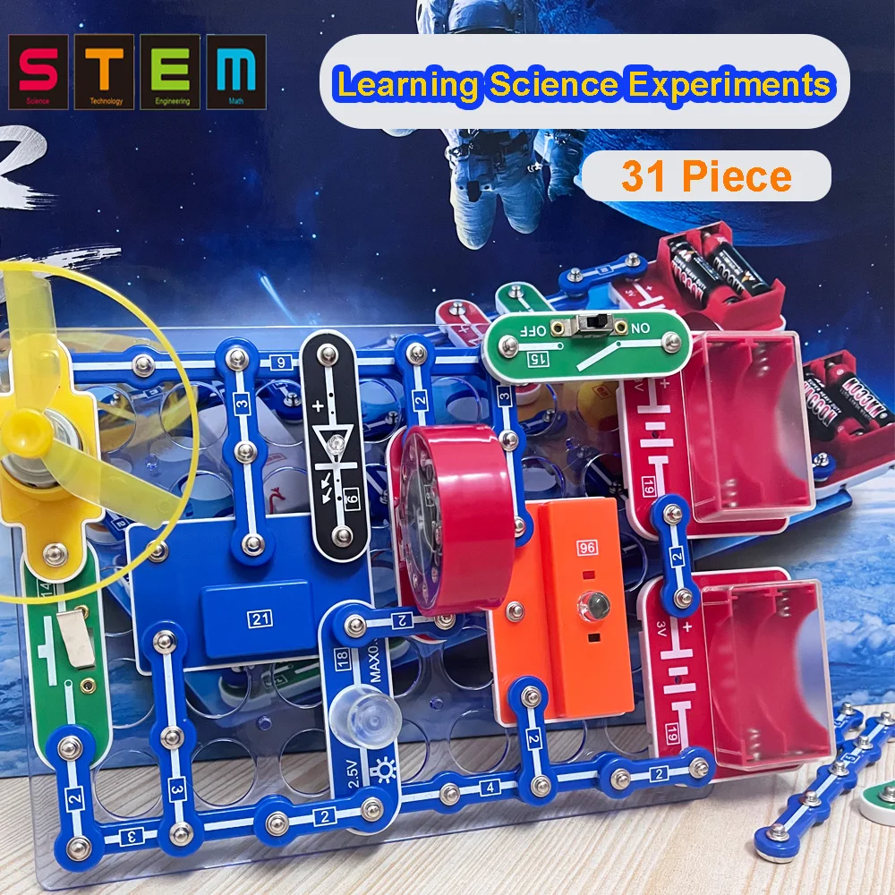 New Circuit Electronic Blocks Kit  Science Kits For Kid Physics Experiments Circuit Technic For Students Gift Children Stem Toys