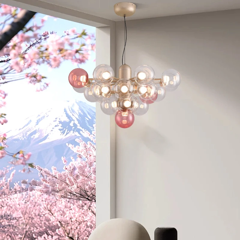 

New Light Luxury Creative Living Room Chandelier Designer Art Magic Bean Molecular Glass Lamp Restaurant Bubble Ball Light