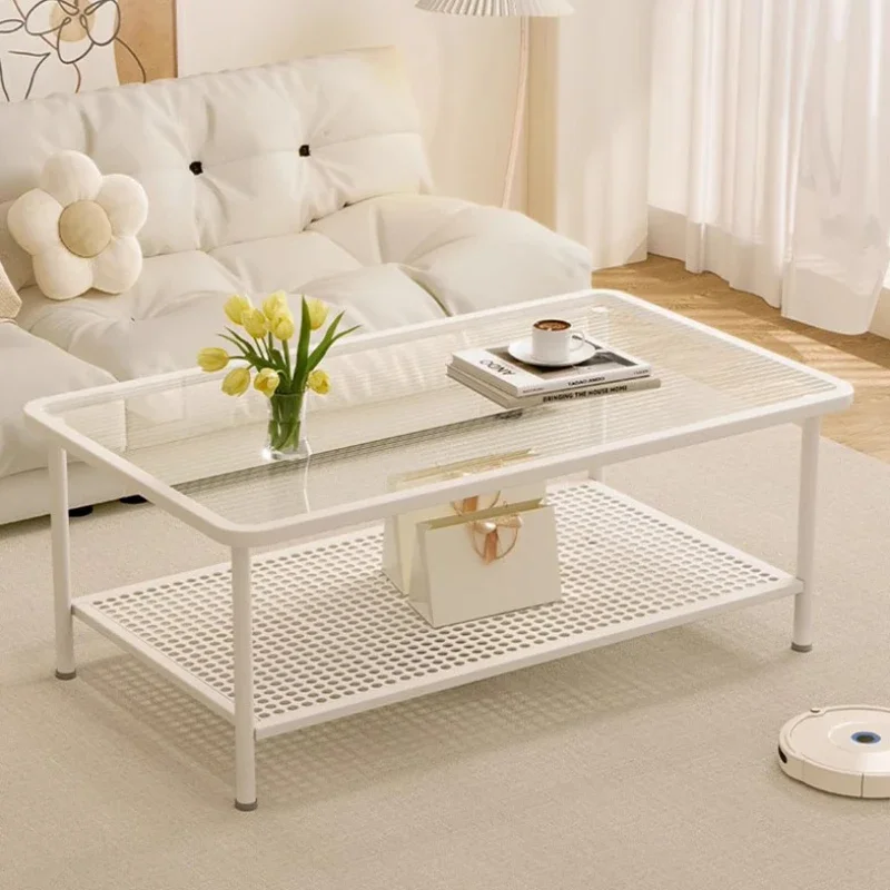 

Transparent Nordic Living Room Coffee Table Shelf Luxury Glass Small Coffee Table Modern Design Hotel Mesa Auxiliar Furniture