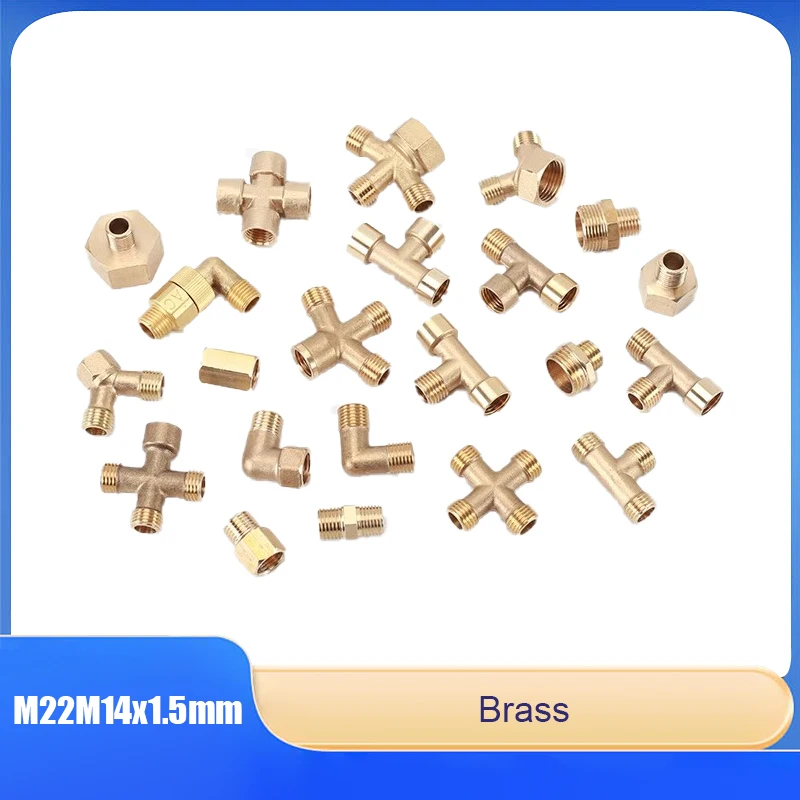 

M22M14x1.5mm Pipe Joint Accessories Copper Tee Elbow Double Outer Wire Direct Inner And Outer Wire Four-Way Wear-Resistant
