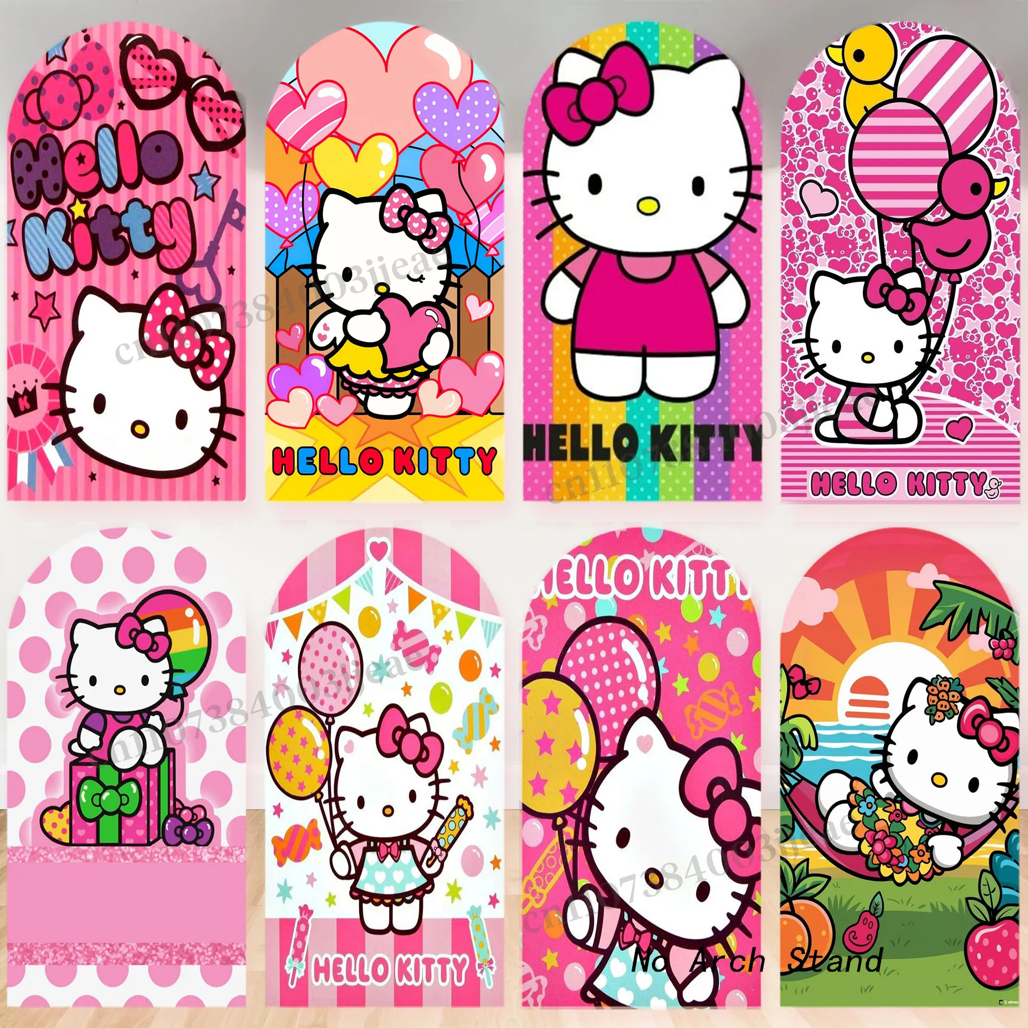 Toile de fond Hello Kitty pour photos, idéale pour les anniversaires de filles, les baby showers et les événements pour enfants, fournitures de fête avec fond rose