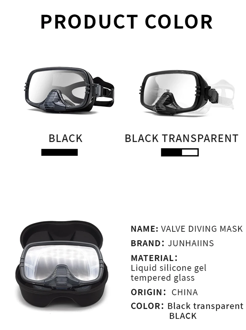 Large Frame Diving Mask with Drain Valve | HD Tempered Glass Lens & Adjustable Silicone Strap,Swim Goggles,buceo, 수영,스노클링,