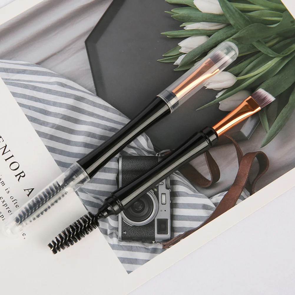 2 szt. Pędzle do makijażu dwufunkcyjne, grzebienie do rzęs, narzędzia kosmetyczne, gładka rączka, wygodny kształt, praktyczny prezent dla kobiet