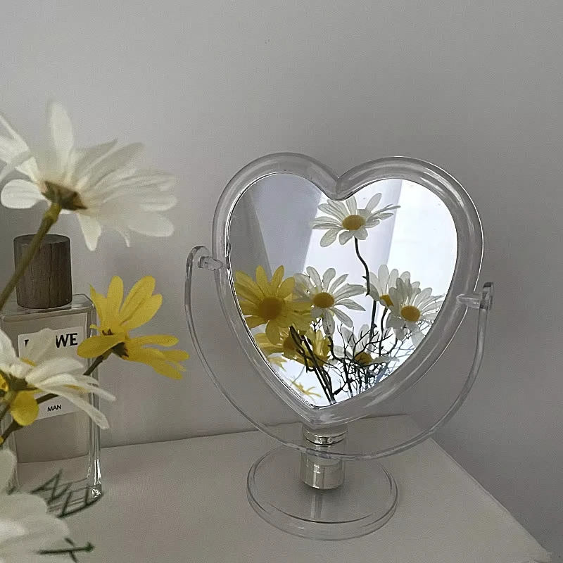 

Cutelife INS Nordic Acrylic Heart Small Decorative Mirror Make-up Standing Desktop Mirror Dressing Glass Hanging Bedroom Mirrors