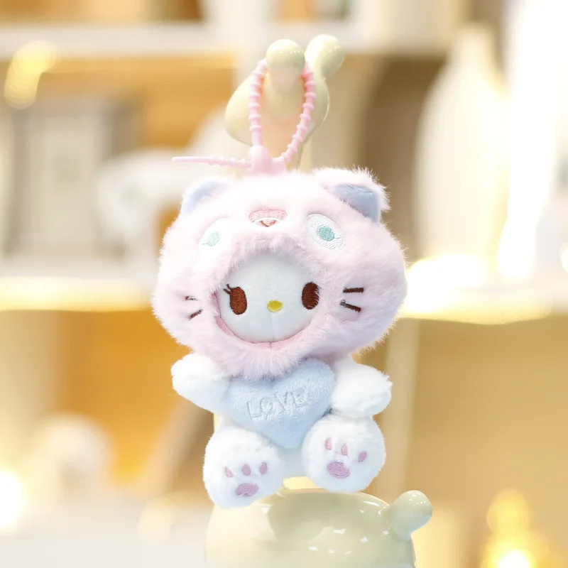 ハローキティのかわいい変形可能な子猫ぬいぐるみチャーム、猫のぬいぐるみ、バッグ飾り、キーホルダー、ギフト