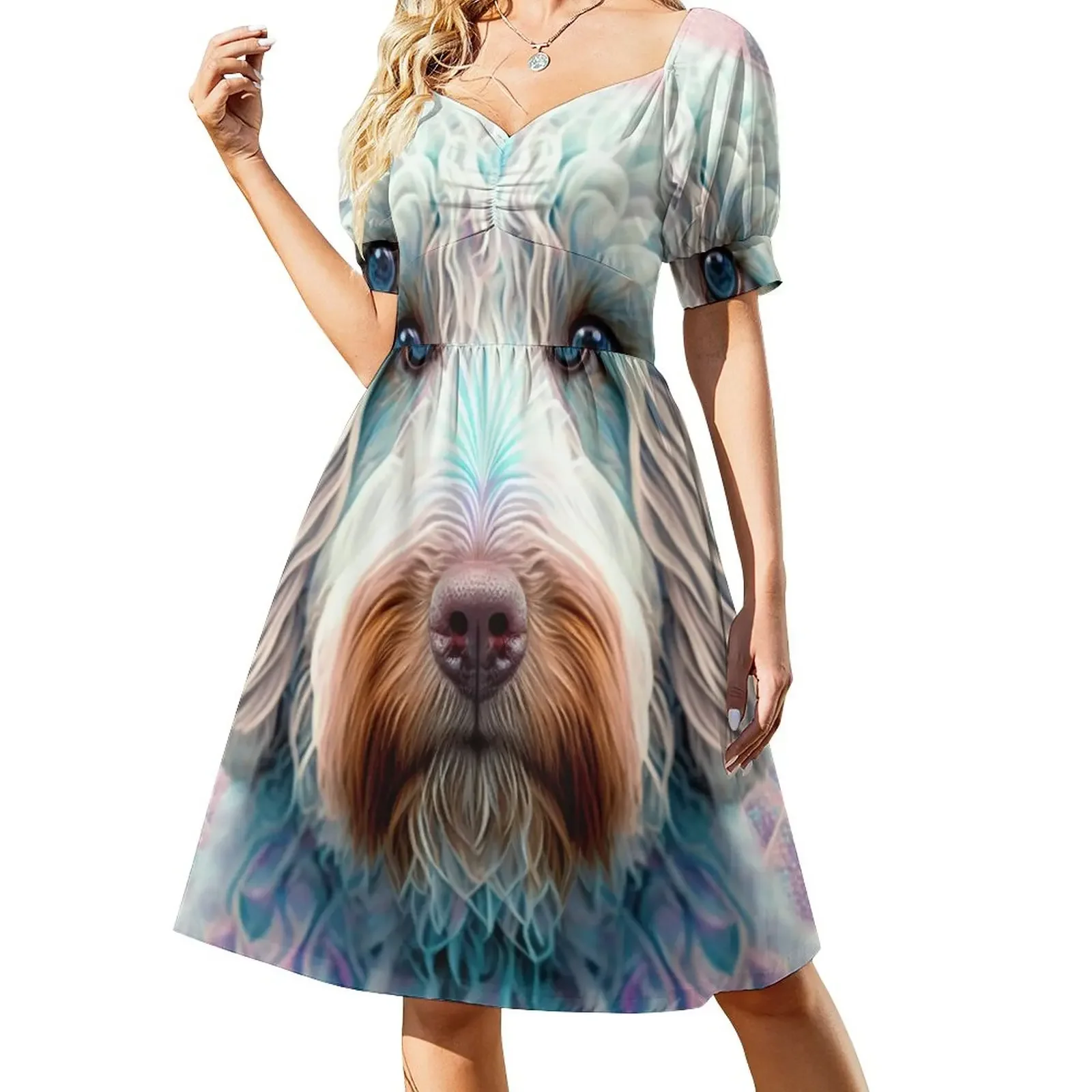 

Fractal Design of A Labradoodle Short-Sleeved Dress women party dresses women evening dress women's luxury party dress