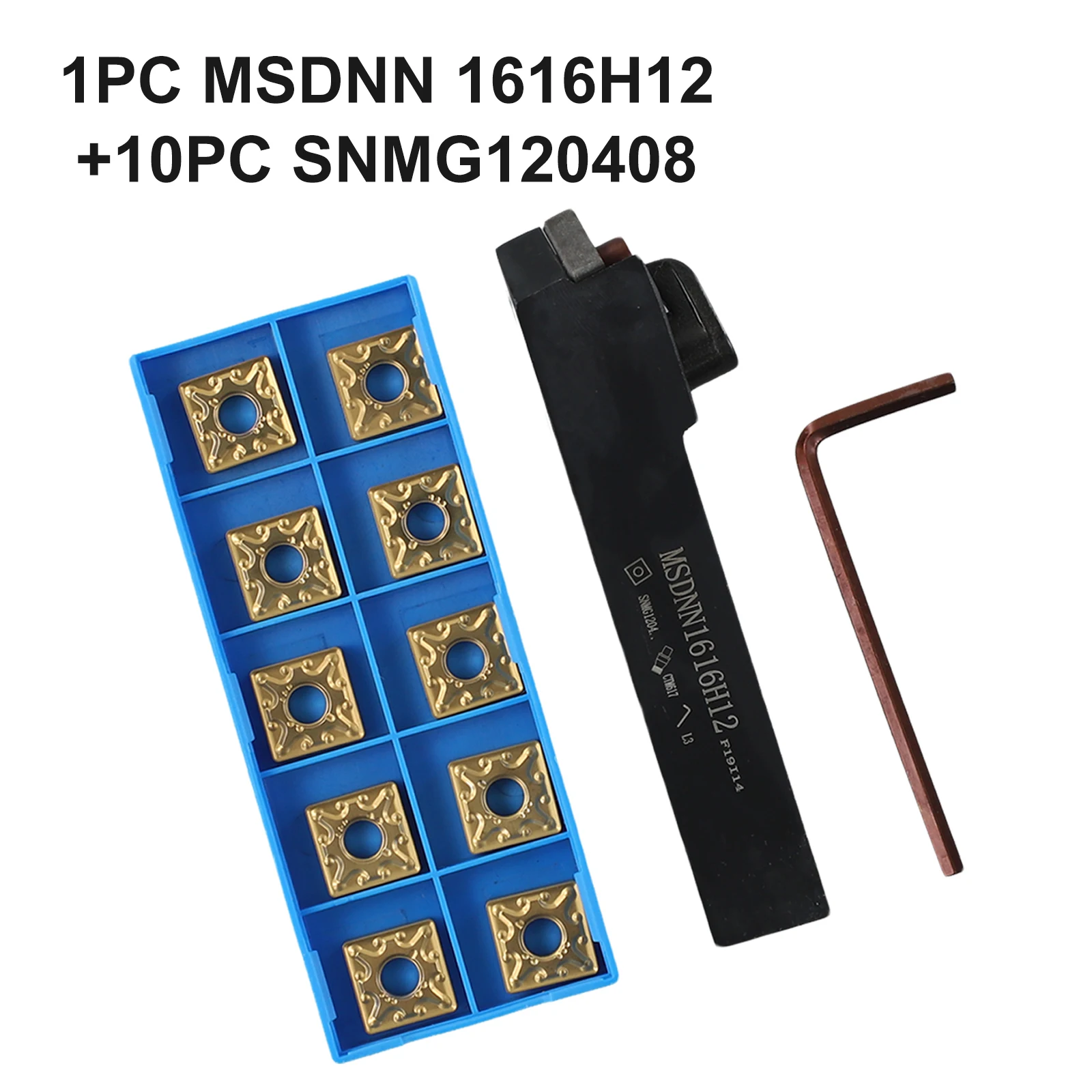 

Turning Tool Carbide Insert Lathe Turning Tool Holder MSDNN1616H12 With 10 SNMG432 Inserts For Efficiency And Durability