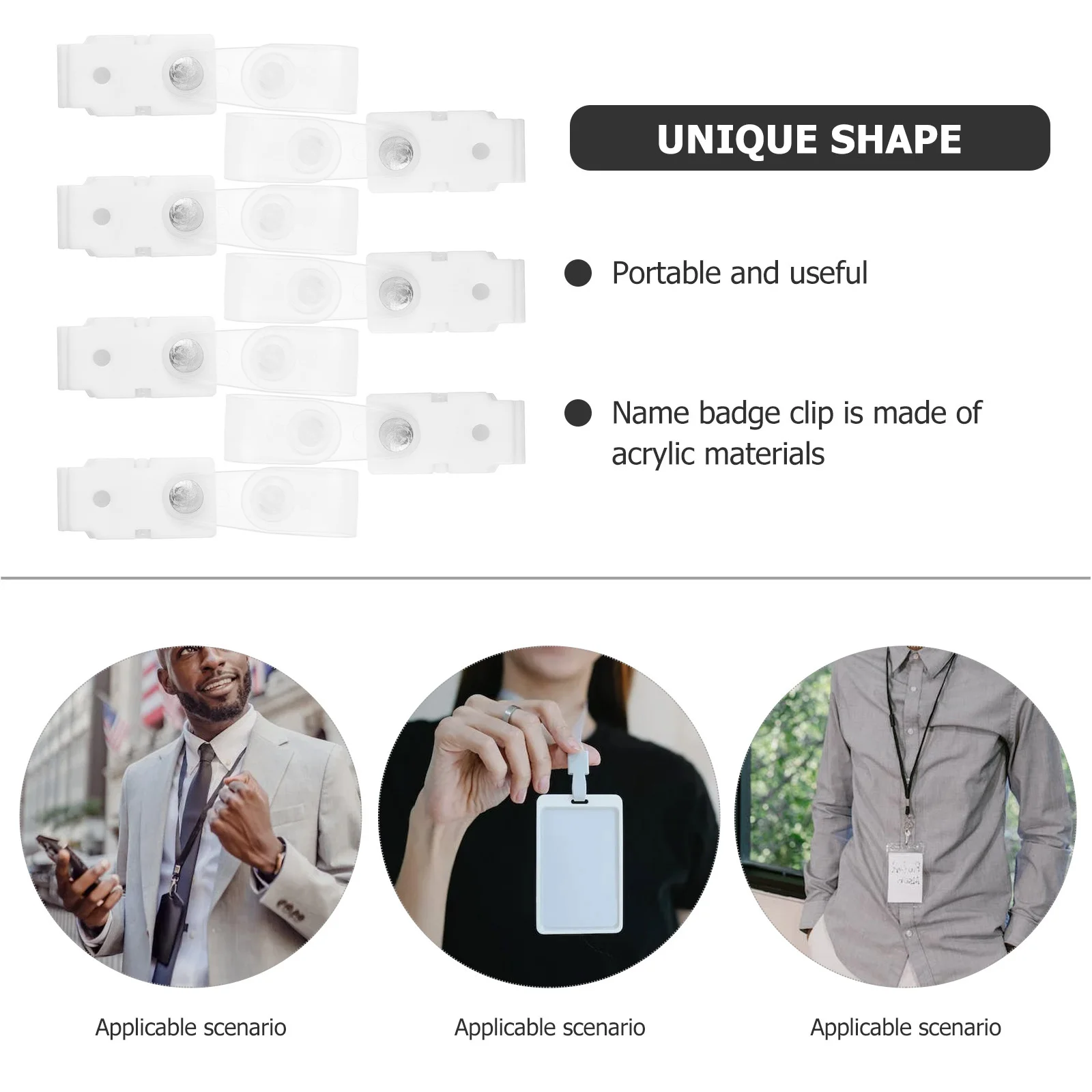 

20Pcs Lightweight Badge Clips Id Card Holders Acrylic Name Tag Accessories Work Badges Lanyard Clips Id Badge Clip