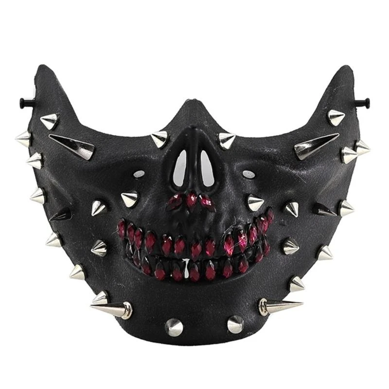 

X4YC Masquerade Rivet Mask Half Face Mask Halloween Mask Rivet Rhinestones Mask For Women Men Halloween Masquerade Cosplay