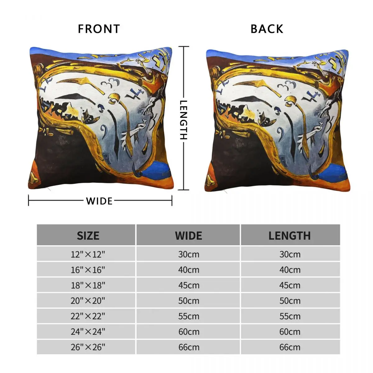 Melting Watch By Salvador Dali Square Pillowcase Polyester Linen Velvet Creative Zip Decor Throw Pillow Case Bed Cushion Cover