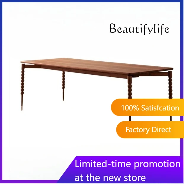Solid wood dining table French medieval oak solid wood designer long table retro log rectangular table