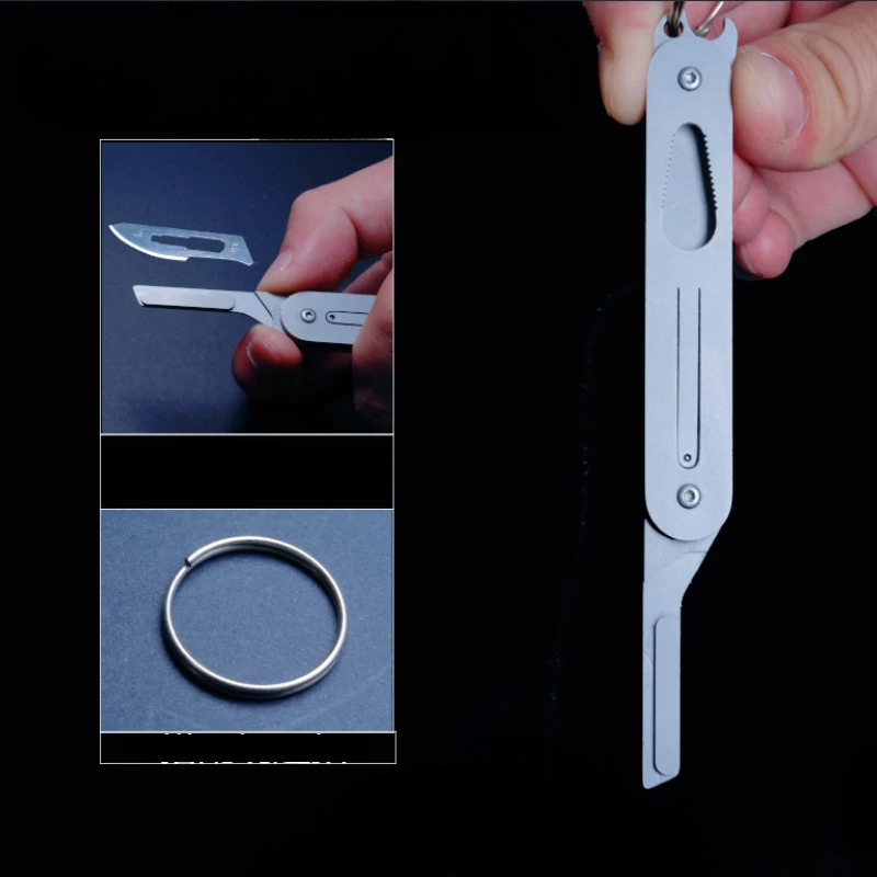 Stainless Steel Quick-opening Folding Knife Utility Scalp Mini Folding Keychain Scalpel EDC Multi functional Bottle Opener