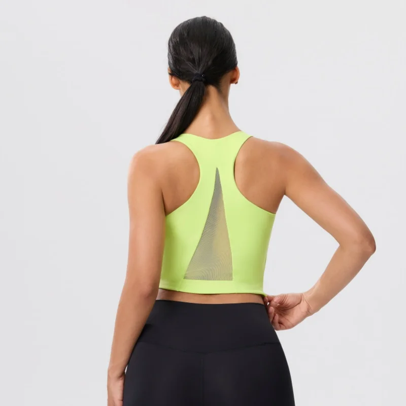 High Elastic Women's Yoga Bra Fitness Fixed Chest Pad Shock-proof U-shaped Mesh Hollow Tops Breathable Leisure Sports Bra