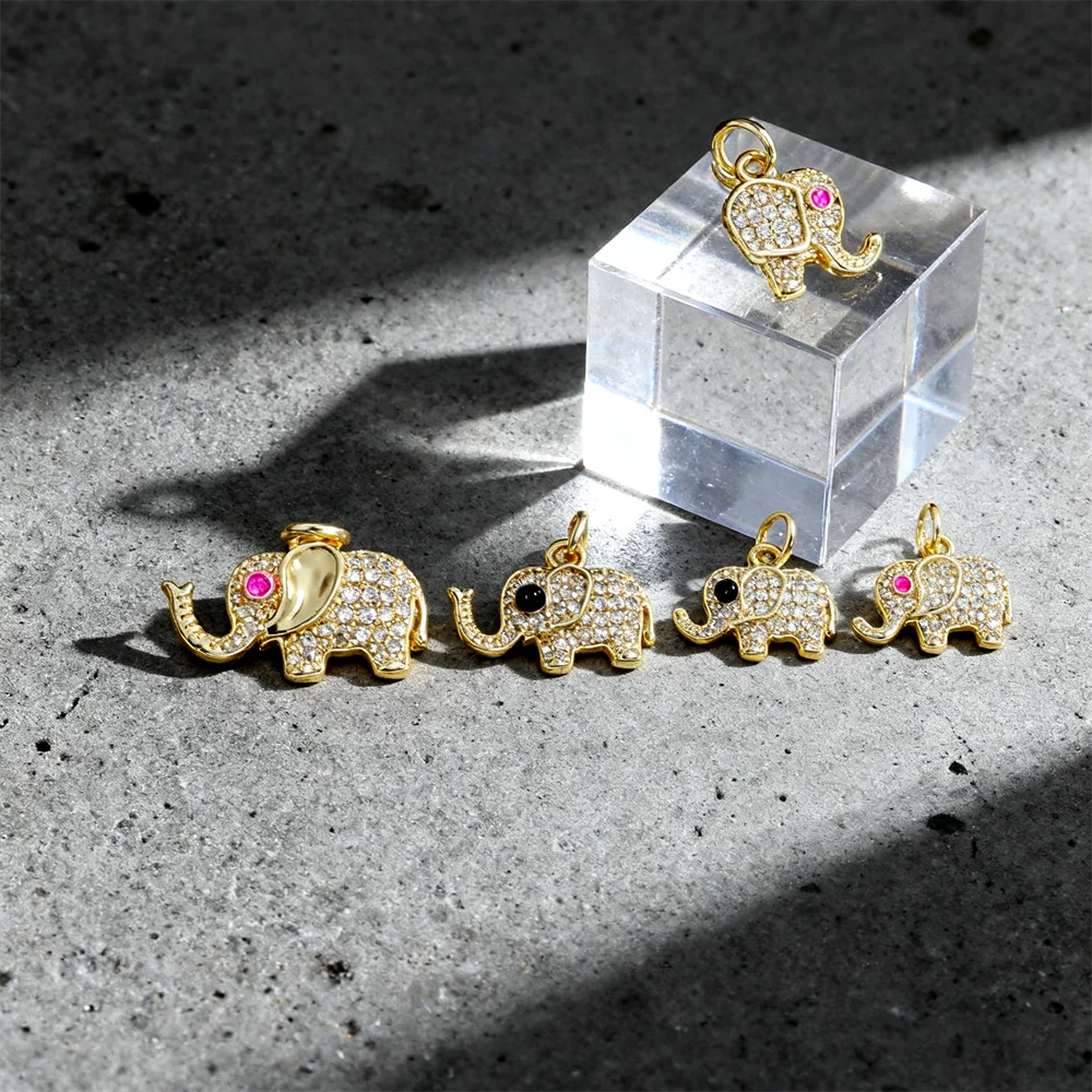 

4 шт. набор, циркониевый кулон в виде слона, браслет «сделай сам», ожерелье, серьги, изготовление ювелирных изделий, латунное покрытие, позолоченные животные, очаровательные аксессуары