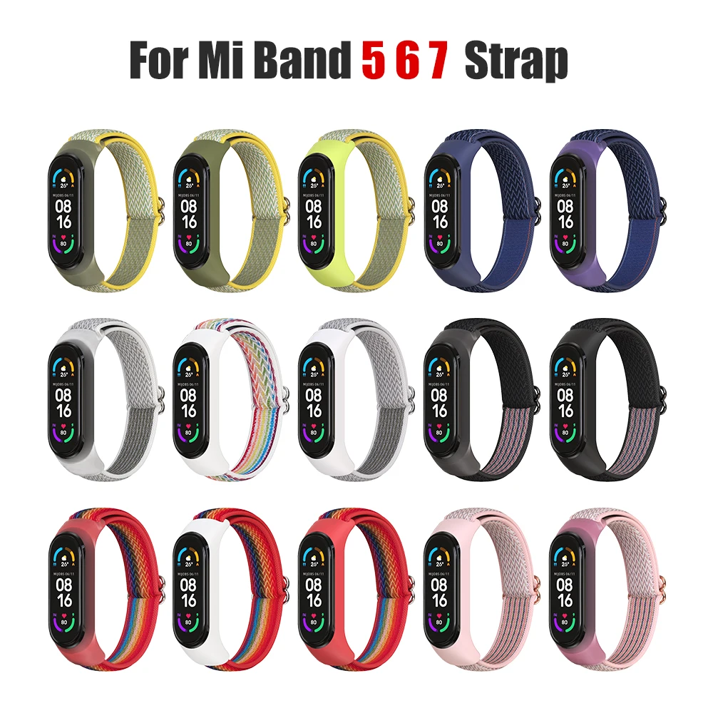 Нейлоновый эластичный ремешок для Xiaomi MI Band 5 6 7 сменный Браслет спортивный браслет Mi Band 6 умные часы MI Band Pulsera