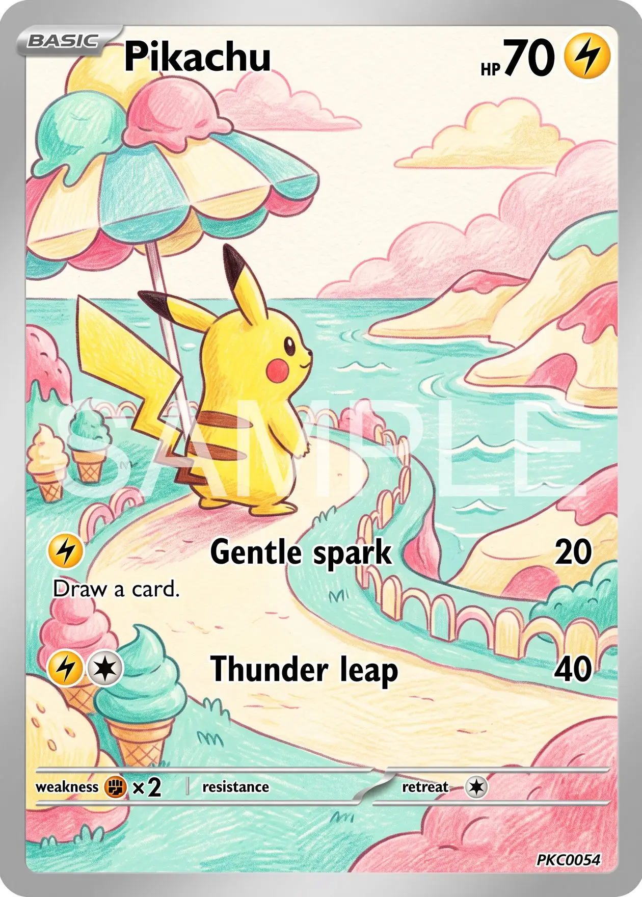 7Pcs PKM Cards PTCG Colored Pencil Storybook Style Gengar Eevee Mimikyu Charizard Garchomp Tyranitar Ice Cream Bay Cards PTCG